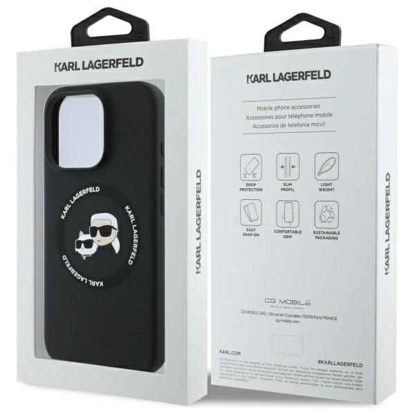 Karl Lagerfeld KLHMP16XSKCHTCK iPhone 16 Pro Max 6.9” kietas silikoninis dėklas juodos spalvos, Karl & Choupette galvos MagSafe - Image 8