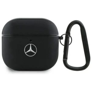 Mercedes MEA4CSLBK AirPods 4 cover black/black Leather Metal Logo
