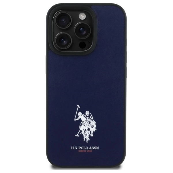 US Polo USHCP15XPGEV iPhone 15 Pro Max 6.7” tamsiai mėlynas odinis siuvinėtas DH spalvotas - Image 3