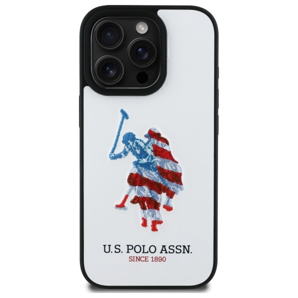 US Polo USHCP15XPUSH iPhone 15 Pro Max 6.7” baltas/baltas odinis didelis DH American Flag - Image 2