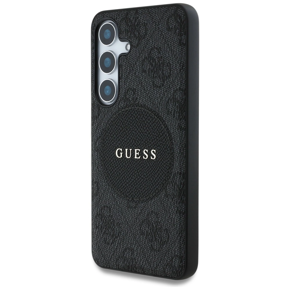 Guess 4G Apvalus lopas su klasikinio logotipo MagSafe dėklas Samsung Galaxy S25 juodas - Image 2