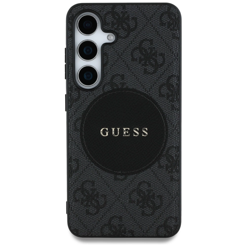 Guess 4G Apvalus lopas su klasikinio logotipo MagSafe dėklas Samsung Galaxy S25 juodas - Image 3