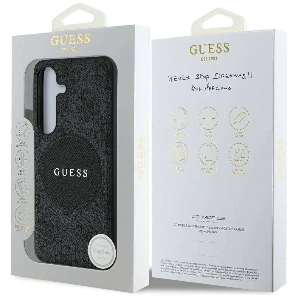 Guess 4G Apvalus lopas su klasikinio logotipo MagSafe dėklas Samsung Galaxy S25 juodas - Image 8