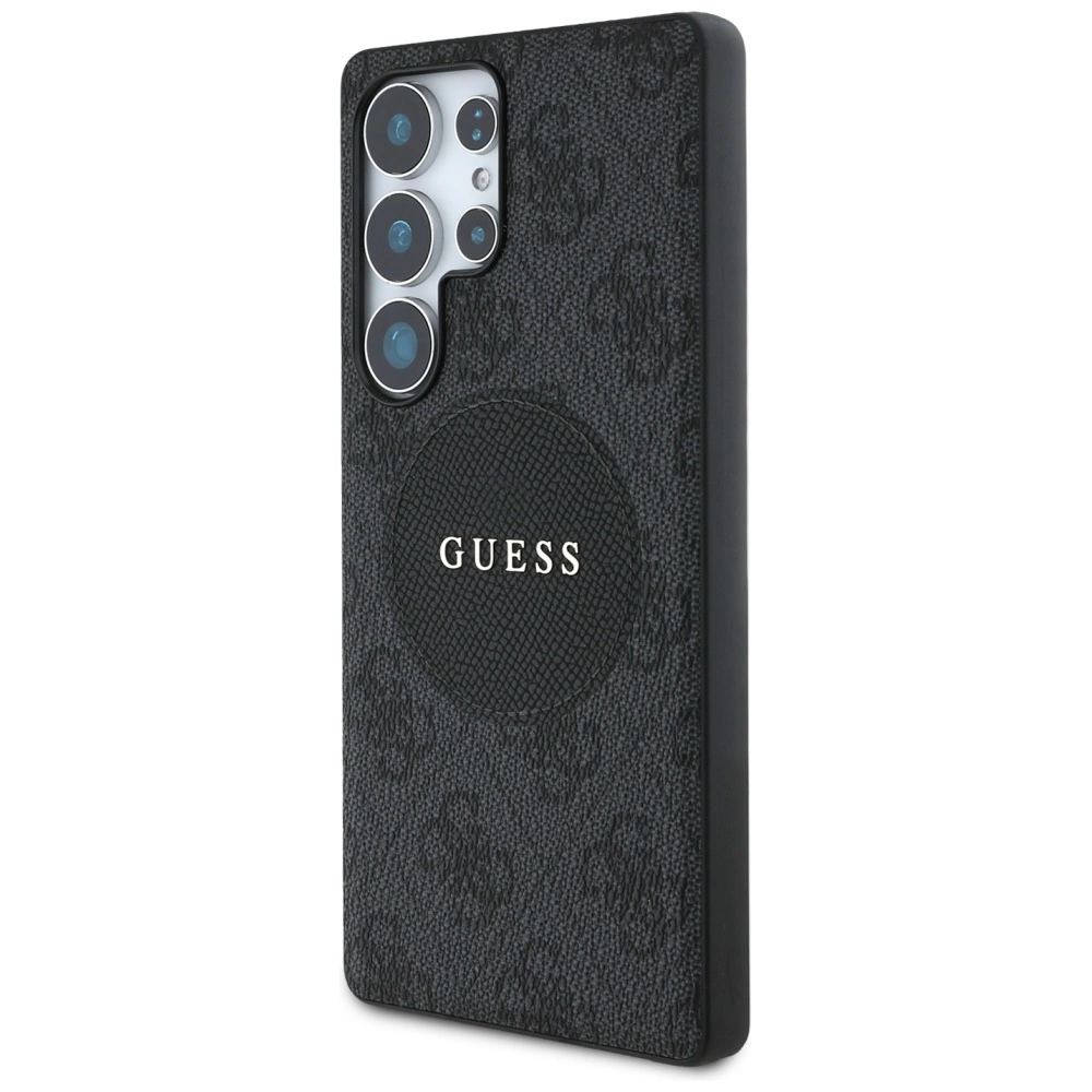 Guess 4G Apvalus lopas su klasikinio logotipo MagSafe dėklas Samsung Galaxy S25 Ultra juodas - Image 2