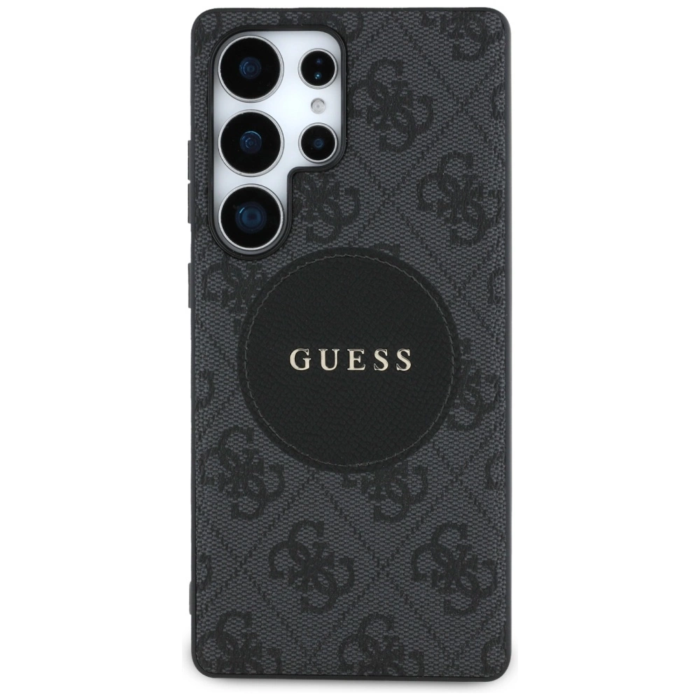 Guess 4G Apvalus lopas su klasikinio logotipo MagSafe dėklas Samsung Galaxy S25 Ultra juodas - Image 3