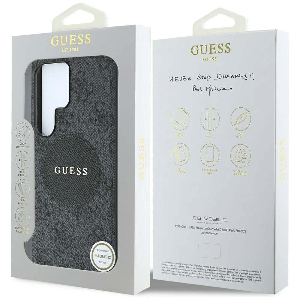 Guess 4G Apvalus lopas su klasikinio logotipo MagSafe dėklas Samsung Galaxy S25 Ultra juodas - Image 8