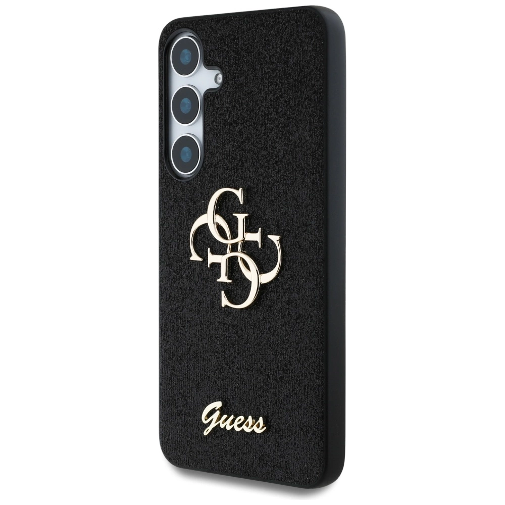 Guess Fixed Glitter didelis 4G metalinio logotipo dėklas Samsung Galaxy S25 Plus juodas - Image 2