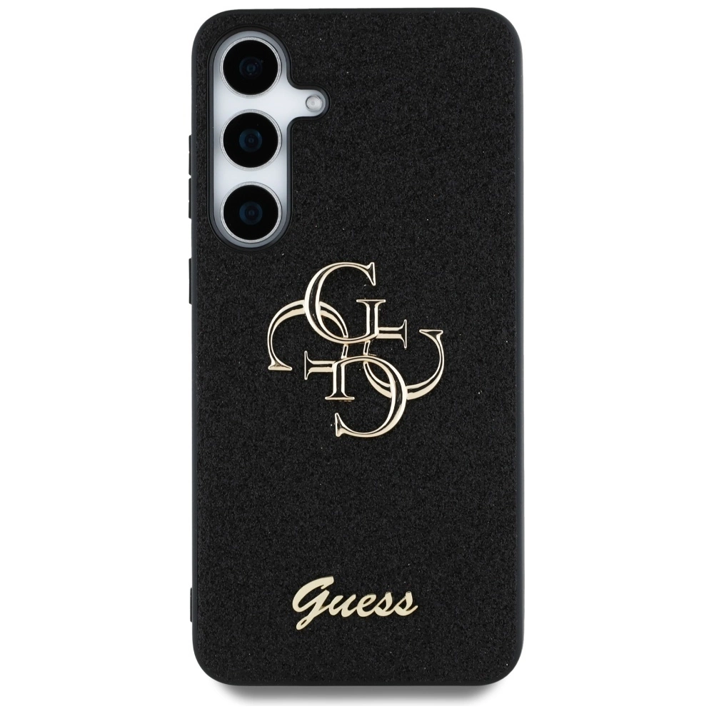 Guess Fixed Glitter didelis 4G metalinio logotipo dėklas Samsung Galaxy S25 Plus juodas - Image 3