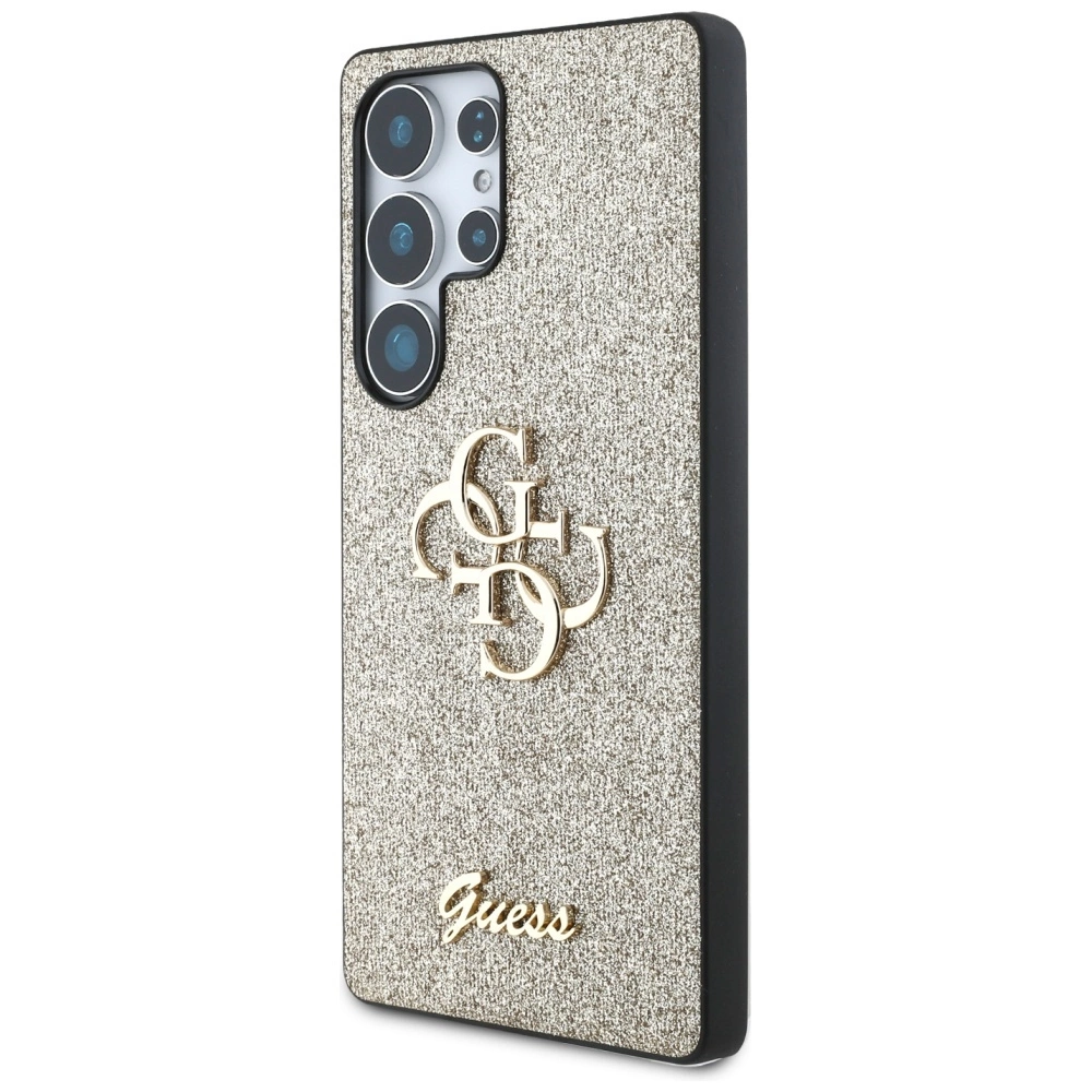 Guess Fixed Glitter didelis 4G metalinio logotipo dėklas Samsung Galaxy S25 Ultra auksinis - Image 2