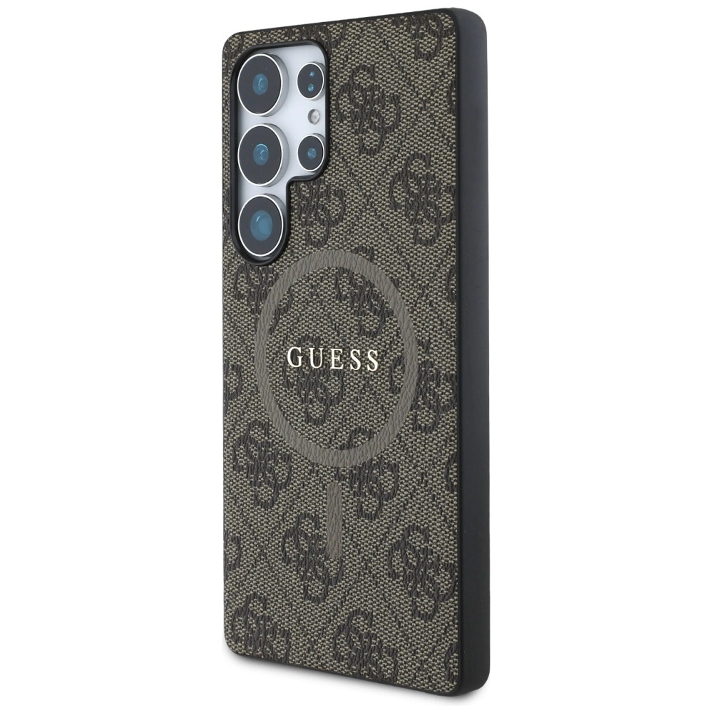 Guess Leather 4G spalvotas žiedas klasikinio logotipo MagSafe dėklas Samsung Galaxy S25 Ultra rudas - Image 2