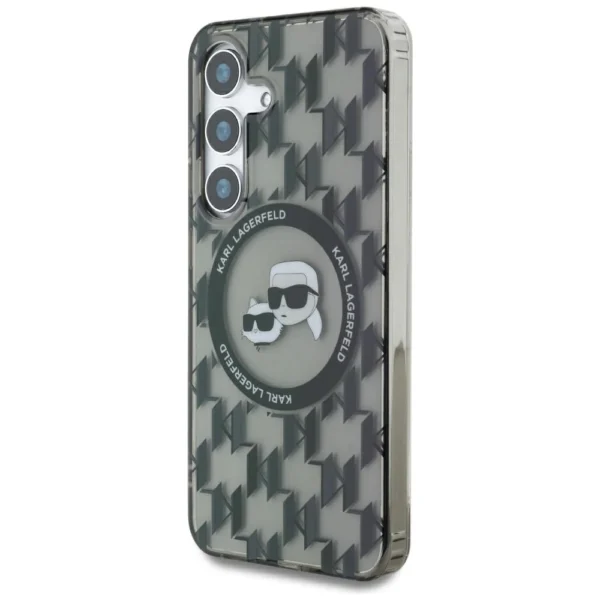 Dėklas Karl Lagerfeld Button Karl & Choupette Heads On KL Pattern MagSafe Samsung Galaxy S25 juodas - Image 2
