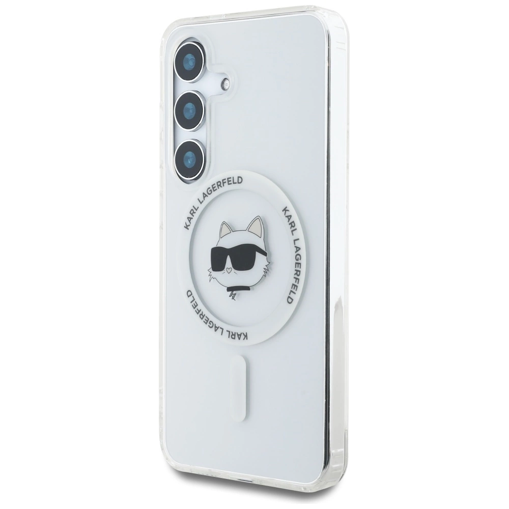 Dėklas Karl Lagerfeld Button Choupette Head Printed Logo MagSafe Samsung Galaxy S25 Plus baltas - Image 2
