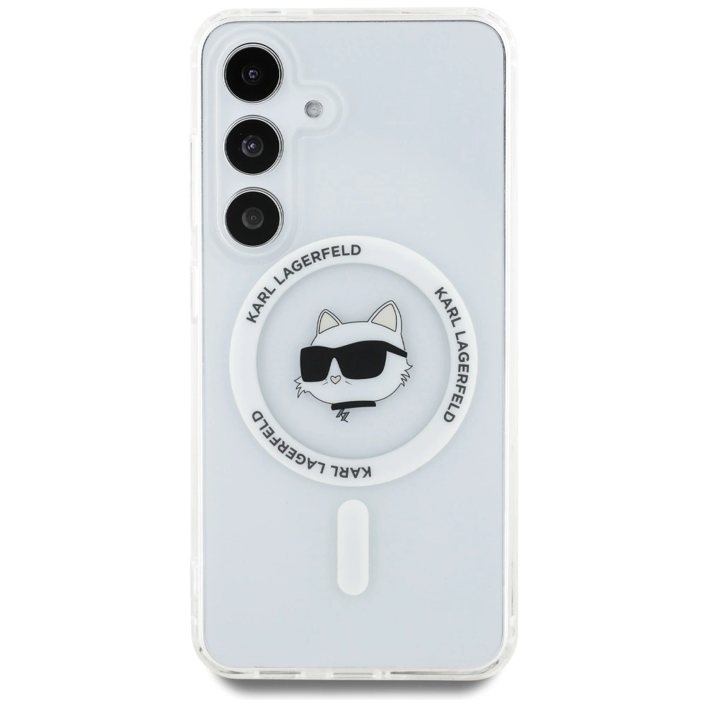 Dėklas Karl Lagerfeld Button Choupette Head Printed Logo MagSafe Samsung Galaxy S25 Plus baltas - Image 3