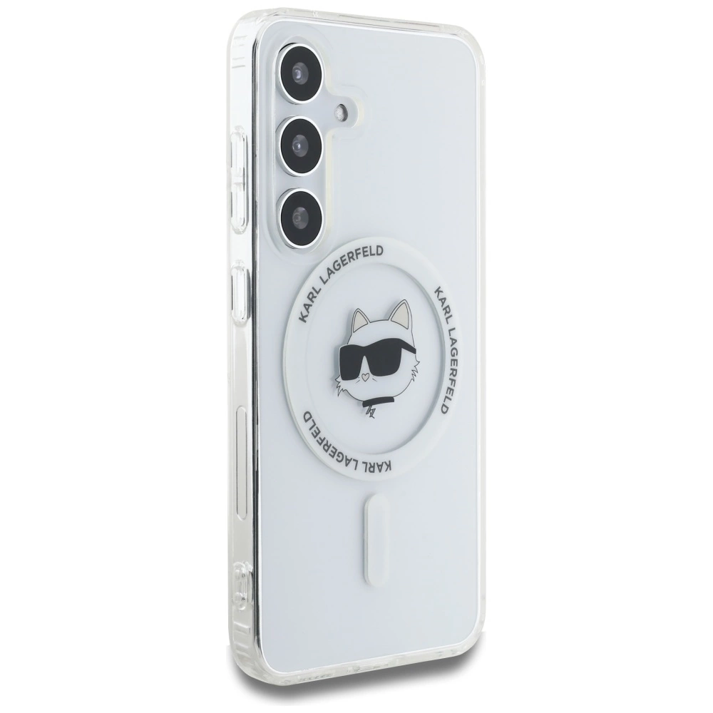 Dėklas Karl Lagerfeld Button Choupette Head Printed Logo MagSafe Samsung Galaxy S25 Plus baltas - Image 4