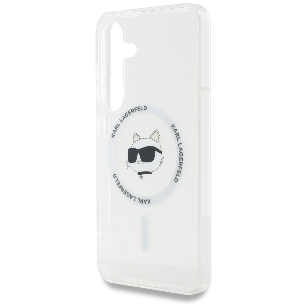 Dėklas Karl Lagerfeld Button Choupette Head Printed Logo MagSafe Samsung Galaxy S25 Plus baltas - Image 6
