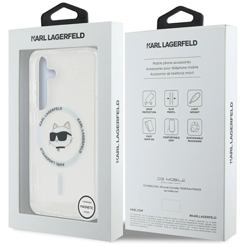 Dėklas Karl Lagerfeld Button Choupette Head Printed Logo MagSafe Samsung Galaxy S25 Plus baltas - Image 8
