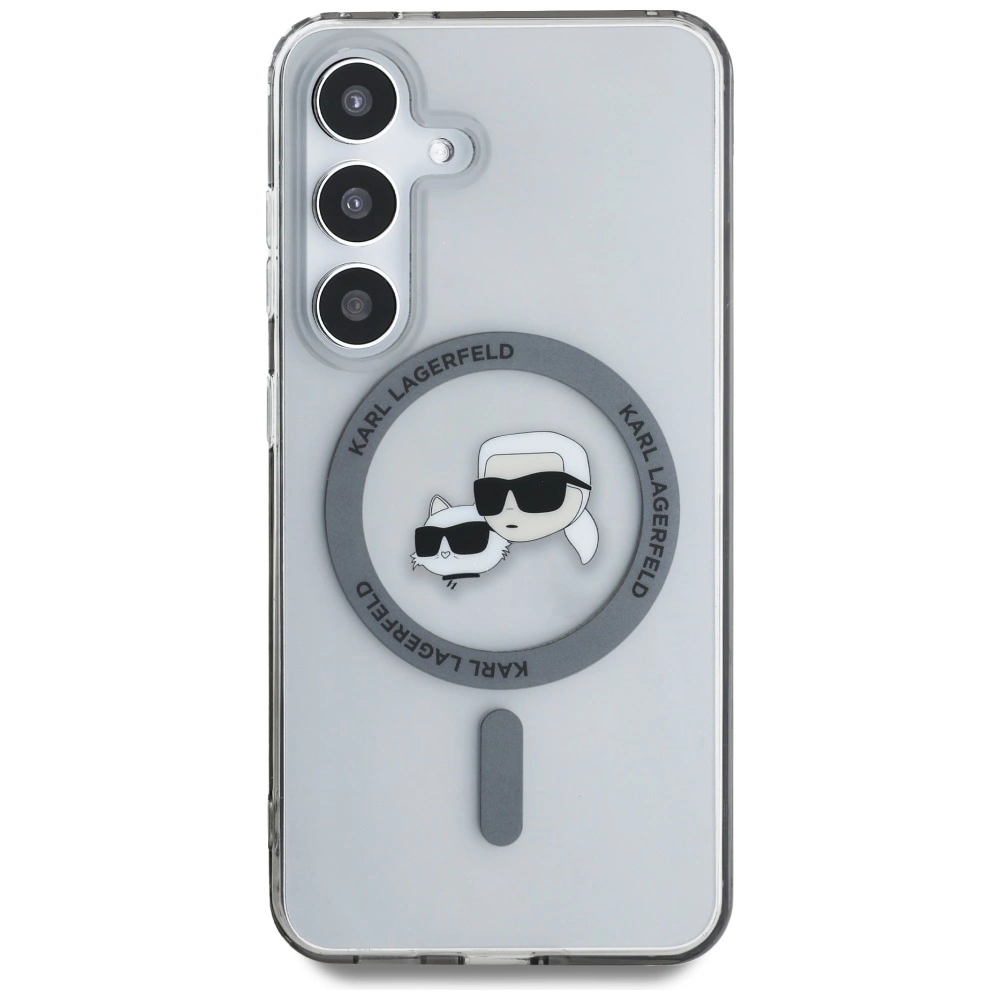 Dėklas Karl Lagerfeld Button Karl & Choupette Heads Printed Logo MagSafe Samsung Galaxy S25 juodas - Image 3