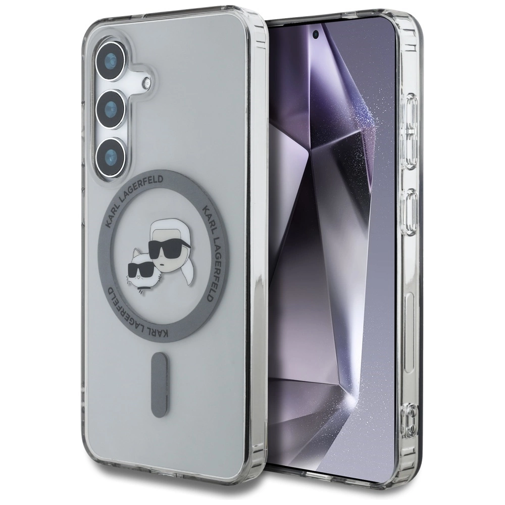 Karl Lagerfeld Button Karl & Choupette Heads Printed Logo MagSafe Samsung Galaxy S25 Plus case black