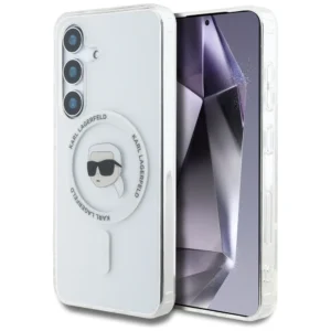 Case Karl Lagerfeld Button Karl Head Printed Logo MagSafe Samsung Galaxy S25 white