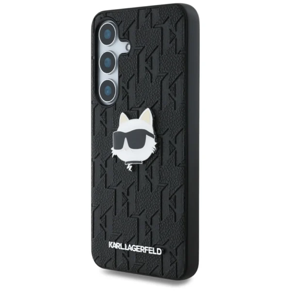 Dėklas Karl Lagerfeld Leather Monogram Pin Logo Choupette Head Samsung Galaxy S25 Plus juodas - Image 2