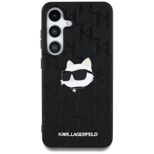 Dėklas Karl Lagerfeld Leather Monogram Pin Logo Choupette Head Samsung Galaxy S25 Plus juodas - Image 3