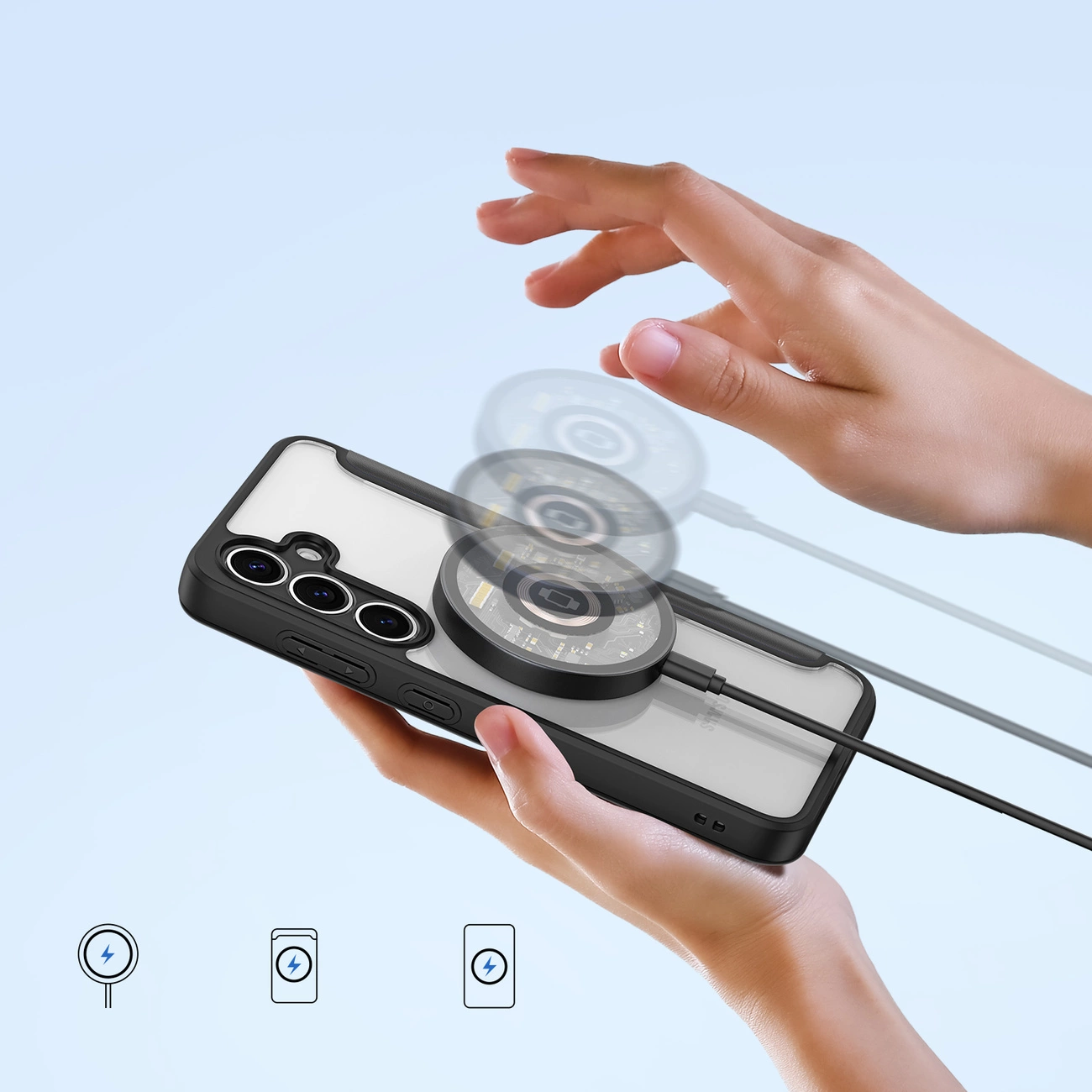 ux Ducis Skin X Pro dėklas Samsung Galaxy S25 su MagSafe ir pinigine juodas - Image 11