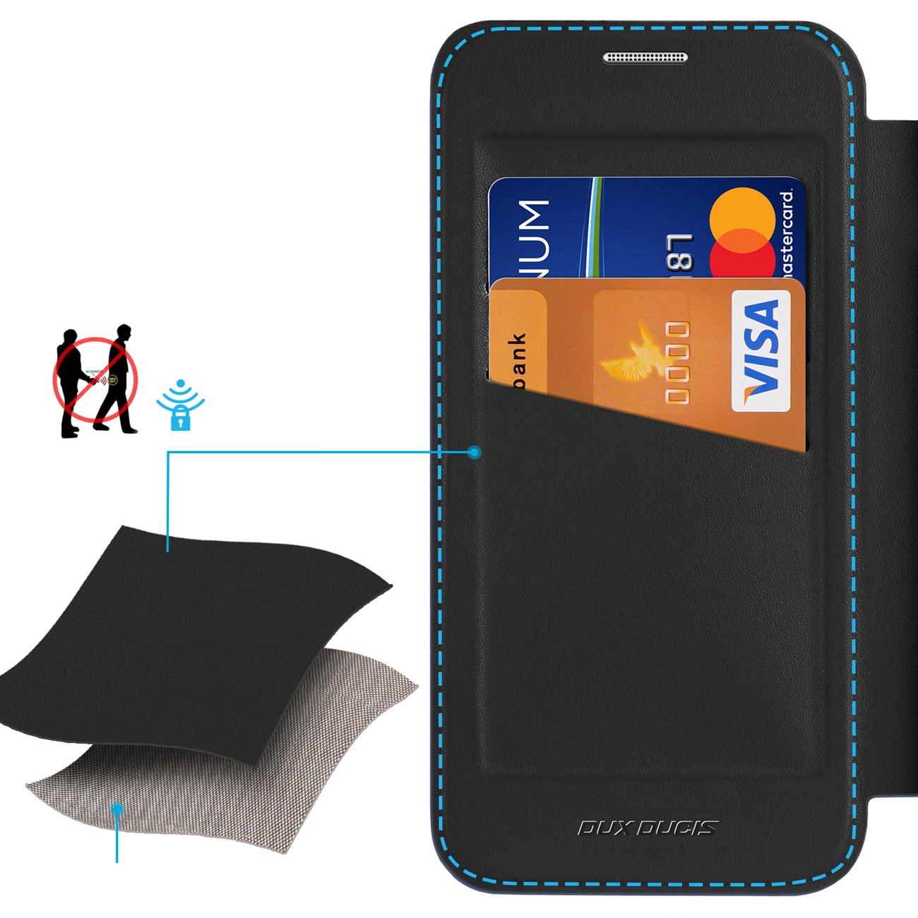 ux Ducis Skin X Pro dėklas Samsung Galaxy S25 su MagSafe ir pinigine juodas - Image 5