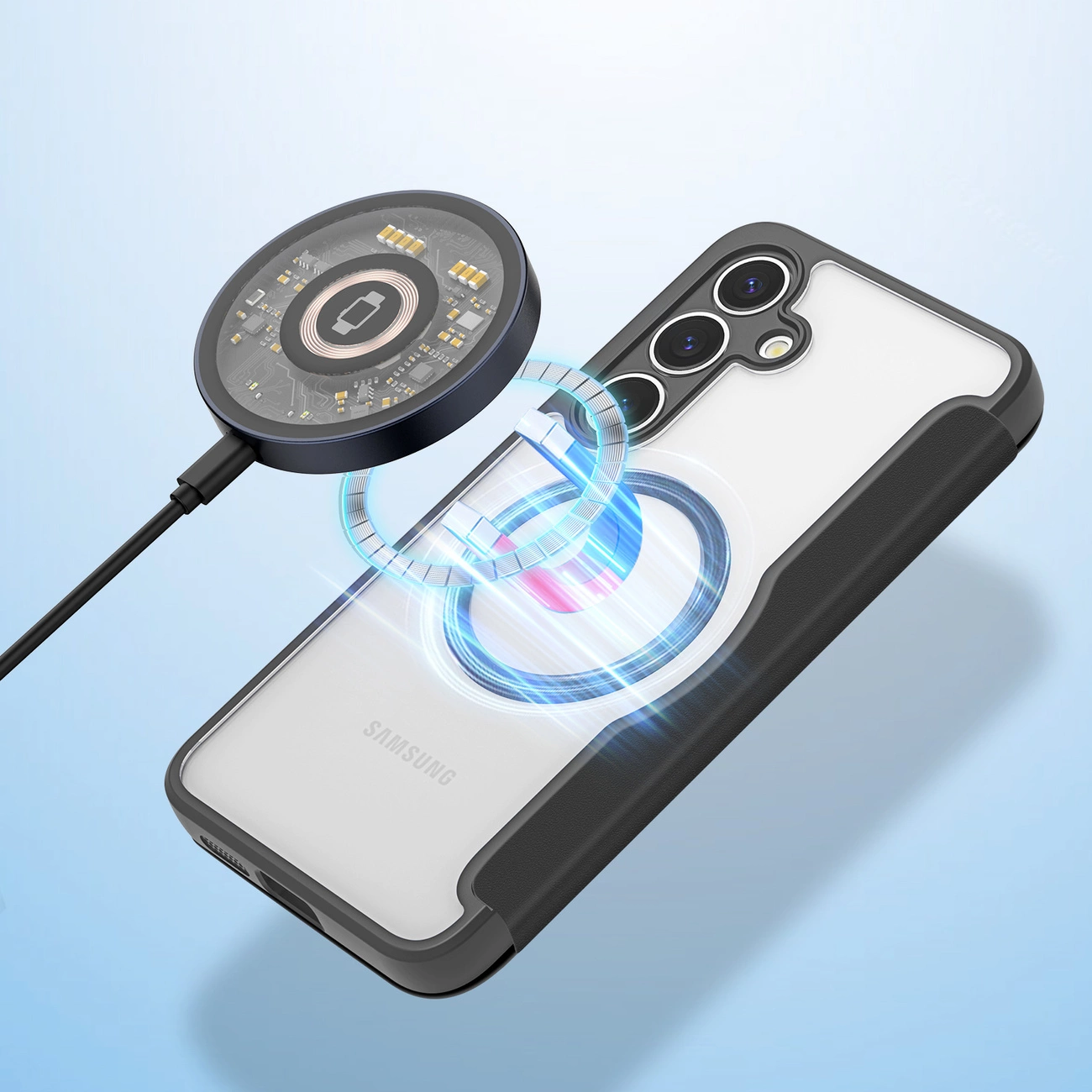 ux Ducis Skin X Pro dėklas Samsung Galaxy S25 su MagSafe ir pinigine juodas - Image 9