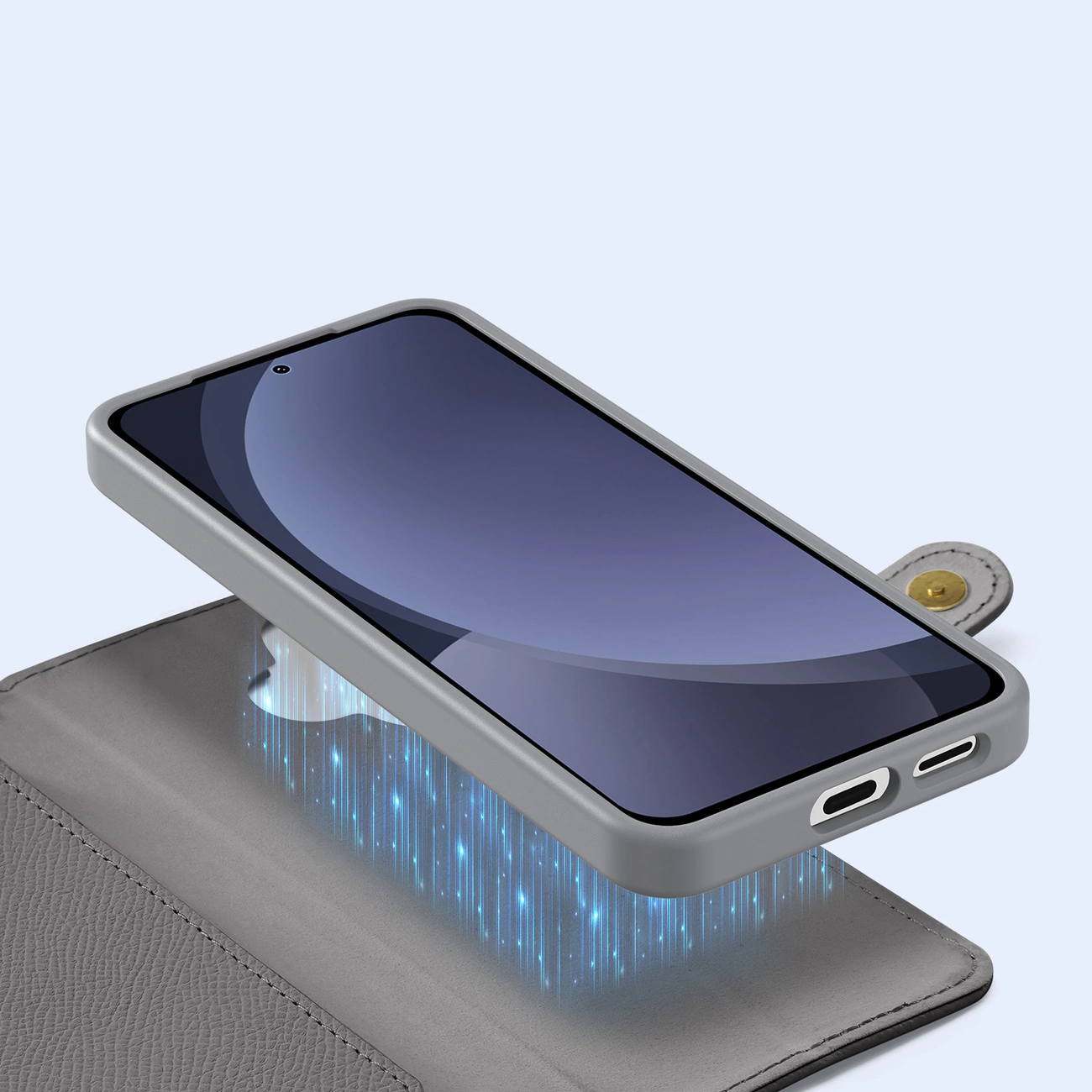 Dux Ducis Lawa Leather dėklas Samsung Galaxy S25+ su nuimama magnetine pinigine pilkas - Image 7