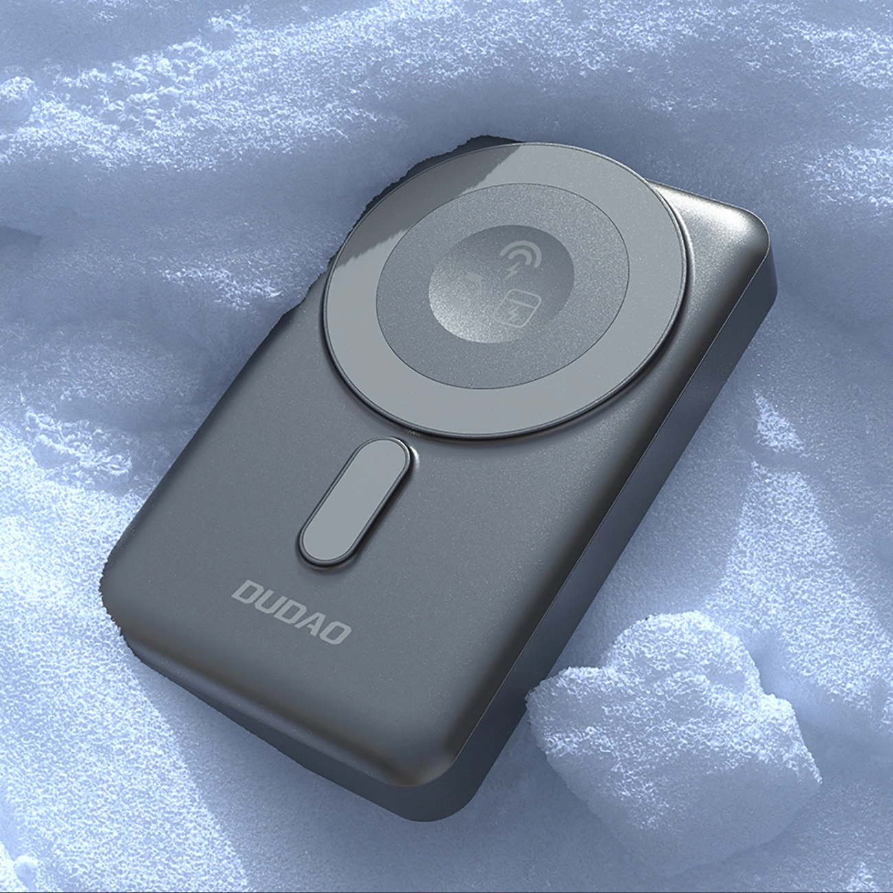 Dudao K29 10000mAh PD 20W MagSafe išorinė baterija su metaliniu dėklu, stovu ir integruotais USB-C / Lightning kabeliais pilkas - Image 9