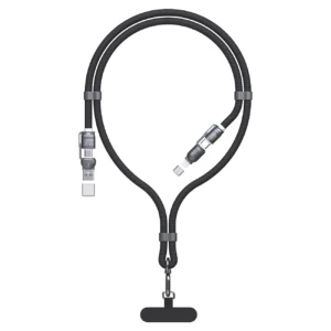Dudao L20MAX 4in1 Cable / Lanyard USB-A / USB-C / Lightning PD QC 65W 1.5m - Black