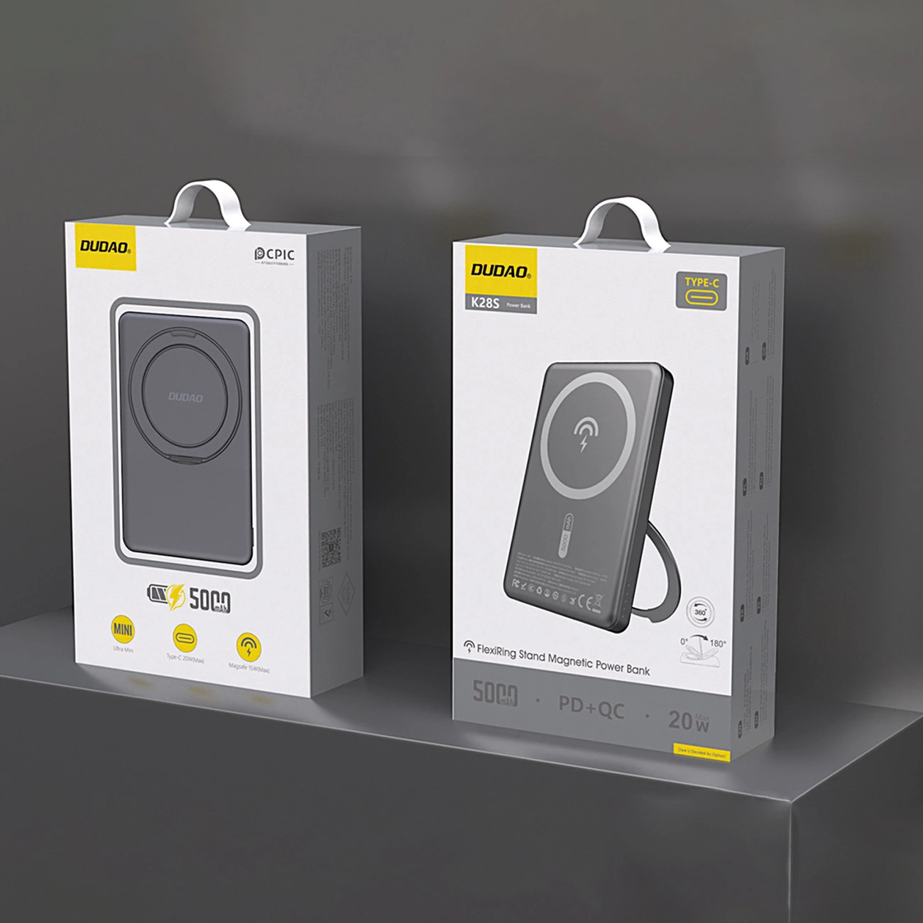 Dudao K28S 20W PD 5000mAh išorinė baterija su MagSafe ir stovu pilkas - Image 2