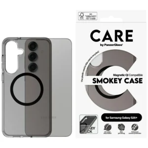CARE by PanzerGlass Flagship Urban Combat Black QI Case for Samsung Galaxy S25+ - Semi-transparent Smoke