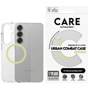 CARE by PanzerGlass Flagship Urban Combat Chardonnay QI Case for Samsung Galaxy S25+ - Transparent
