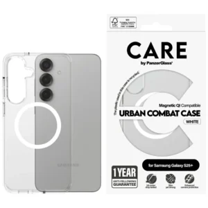 CARE by PanzerGlass Flagship Urban Combat White QI Case for Samsung Galaxy S25+ - Transparent