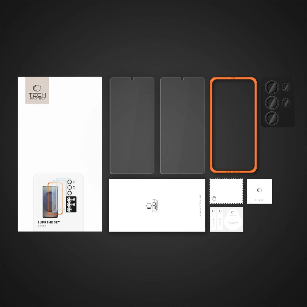 Tech-Protect Supreme rinkinys Samsung Galaxy S25 Ultra 2x grūdintas stiklas ekranui / grūdintas stiklas kamerai skaidrus - Image 6