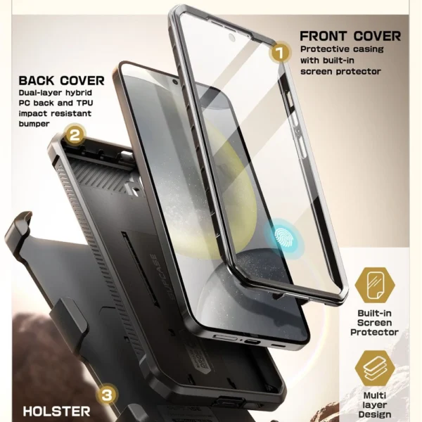 Supcase Unicorn Beetle Pro 2-set dėklas Samsung Galaxy S25 juodas - Image 4