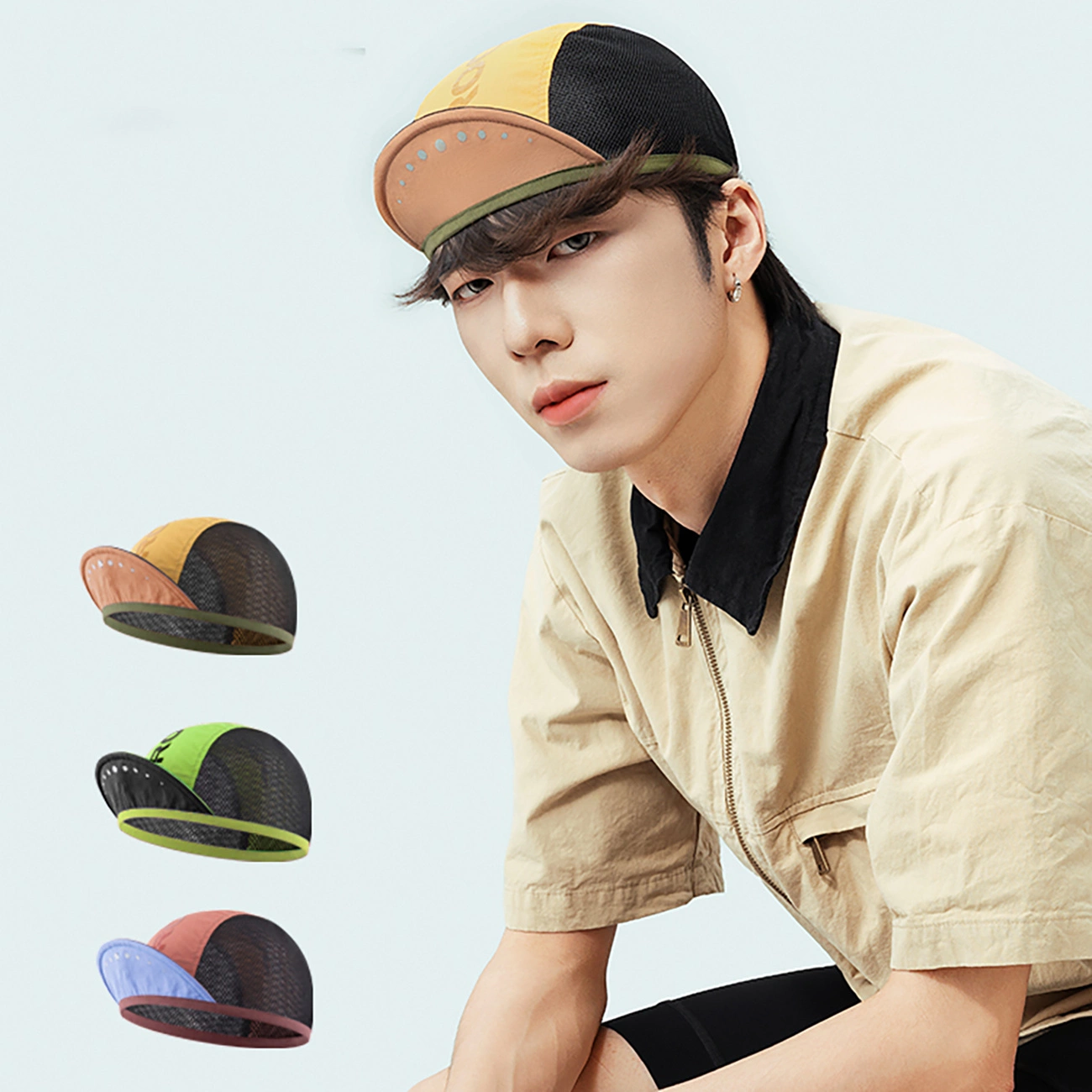 Rockbros dviračių kepurėlė su snapeliu, šalmo apsauga – geltona - Image 9