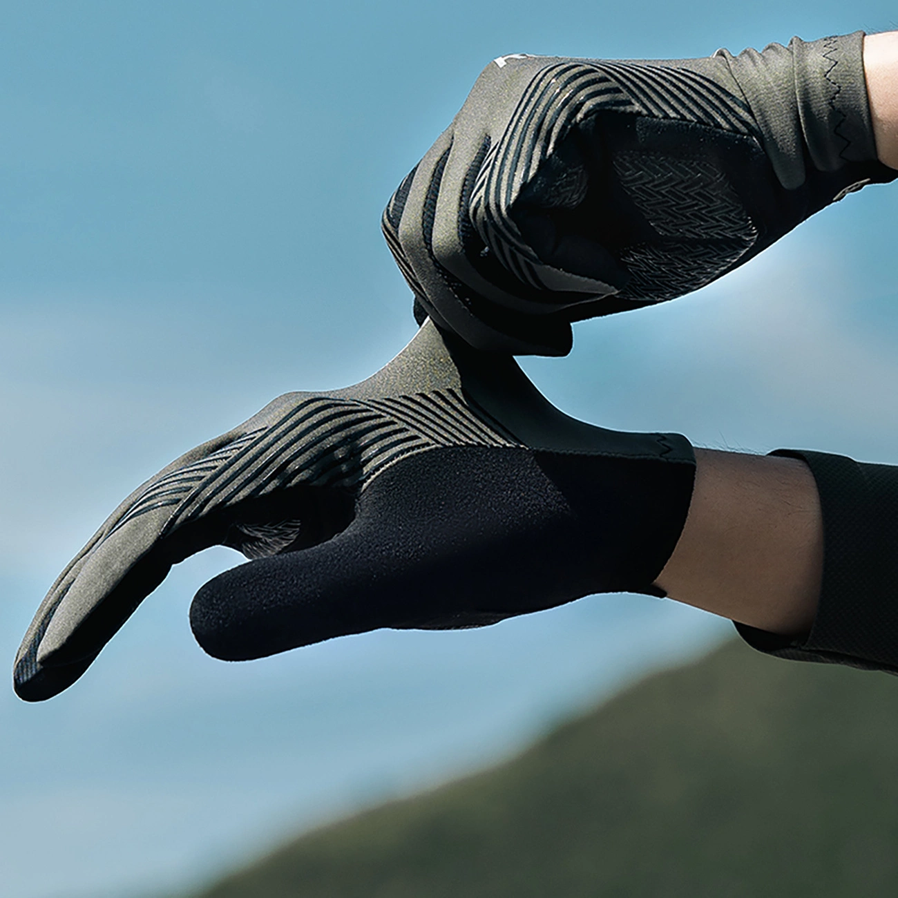 Rockbros dviračių pirštinės pavasariui/vasarai/rudeniui, pilnos, dydis M – žalia - Image 7