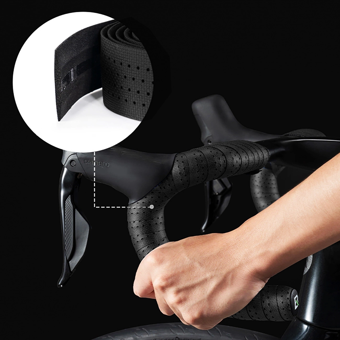 Rockbros perforuota silikono vairo juosta – juoda - Image 5