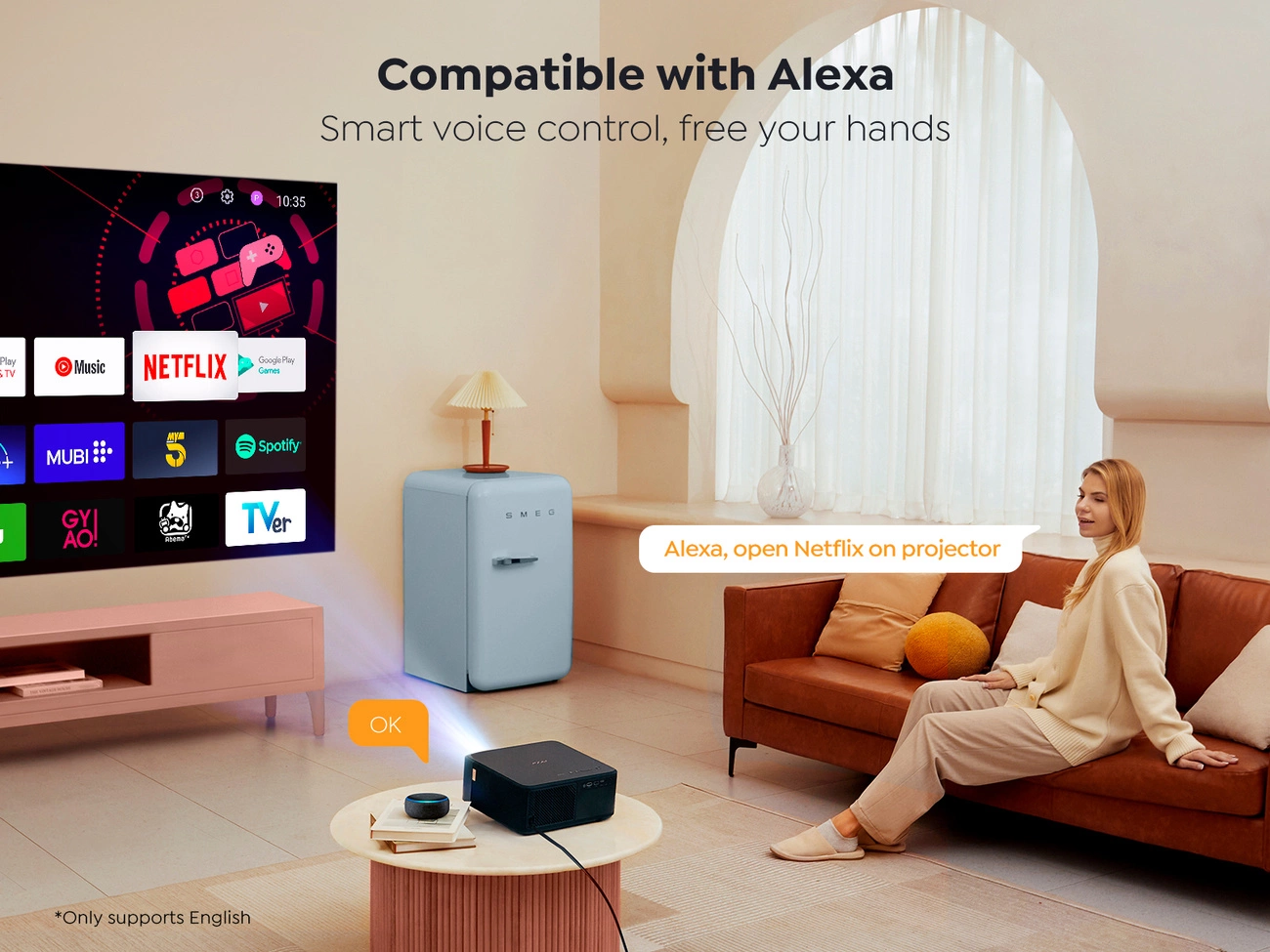 Yaber K2s LCD FullHD 1080p multimedia projektorius su JBL garsiakalbiais – juodas - Image 3