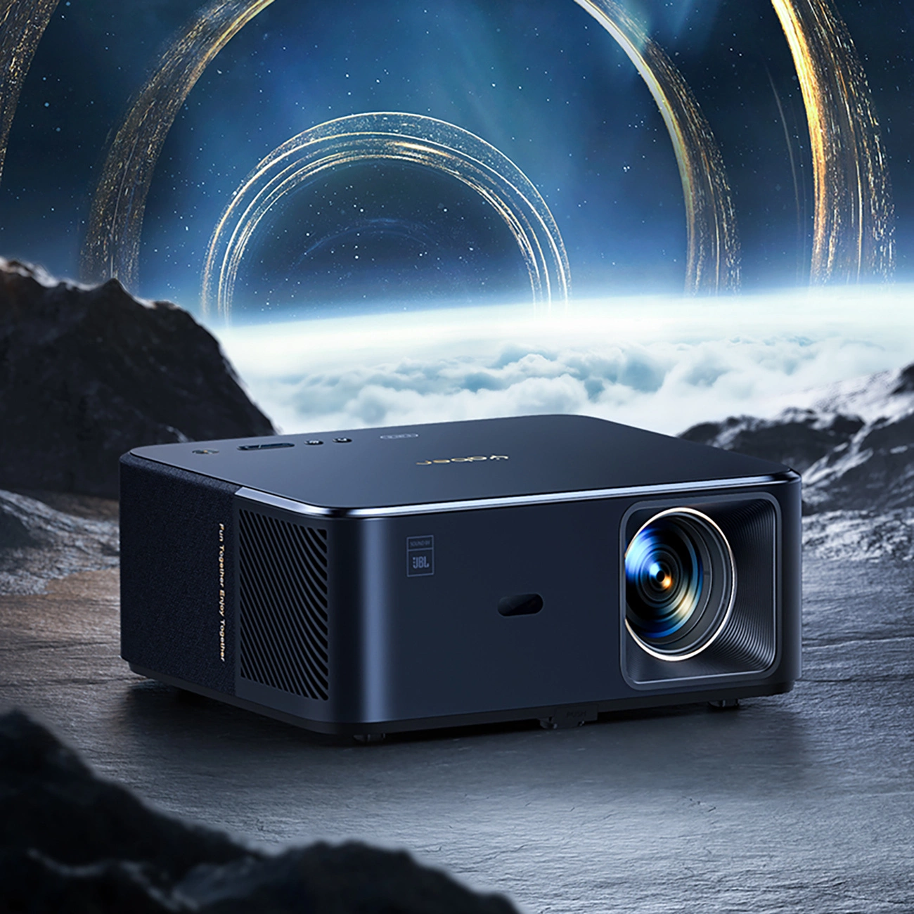 Yaber K2s LCD FullHD 1080p multimedia projektorius su JBL garsiakalbiais – juodas - Image 9