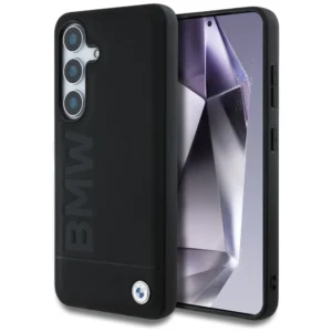 BMW Leather Big Wordmark Case for Samsung Galaxy S25+ - Black
