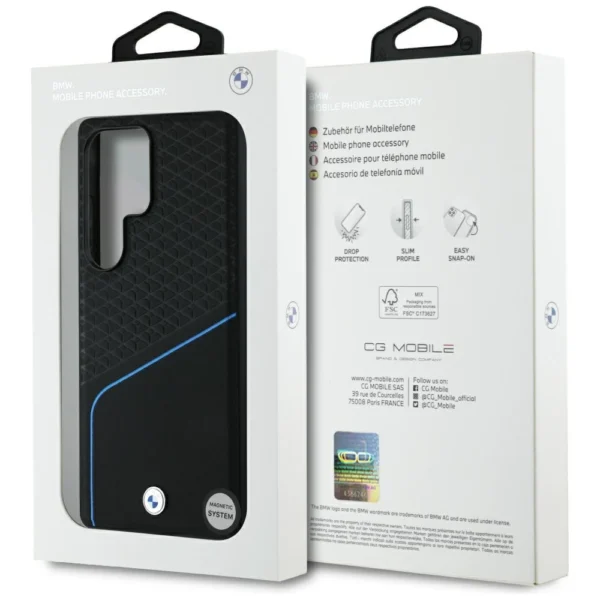 BMW odinis tekstūruotas ir lygus MagSafe dėklas Samsung Galaxy S25 Ultra – juodas - Image 8