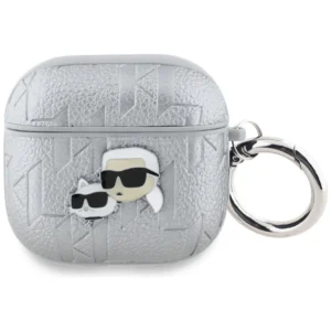 Karl Lagerfeld Monogram Karl & Choupette Head case for AirPods 4 - silver