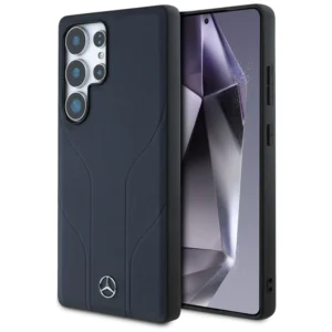 Mercedes Leather Debossed Lines MagSafe Case for Samsung Galaxy S25 Ultra - Blue