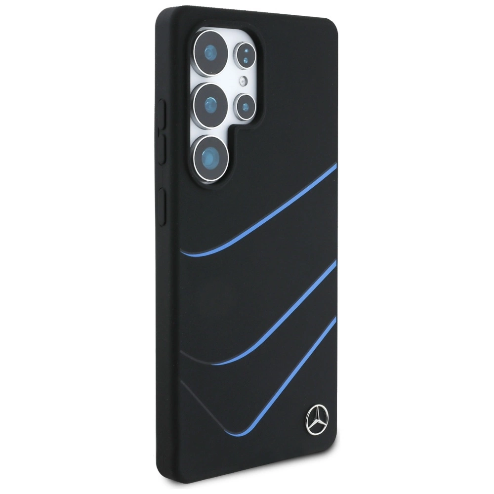 Mercedes silikoninis kontrastingų išgaubtų linijų MagSafe dėklas Samsung Galaxy S25 Ultra – juodas - Image 4