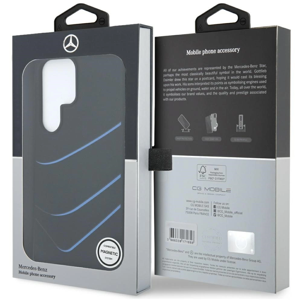 Mercedes silikoninis kontrastingų išgaubtų linijų MagSafe dėklas Samsung Galaxy S25 Ultra – juodas - Image 8