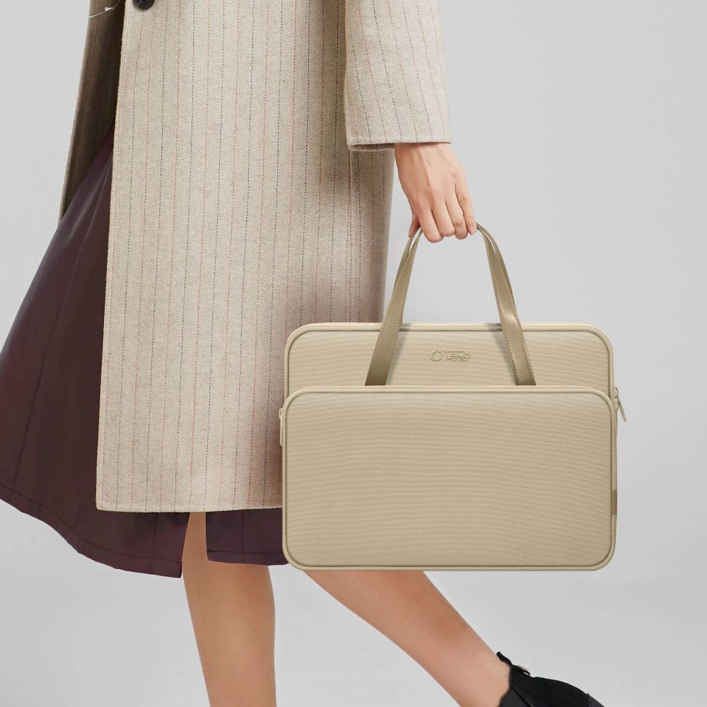 Tech-Protect nešiojamojo kompiuterio krepšys 13–14” – smėlio - Image 13