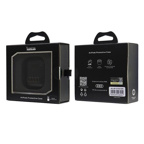 Audi odinis didelis logotipas dėklas AirPods 1 / 2 – juodas - Image 6